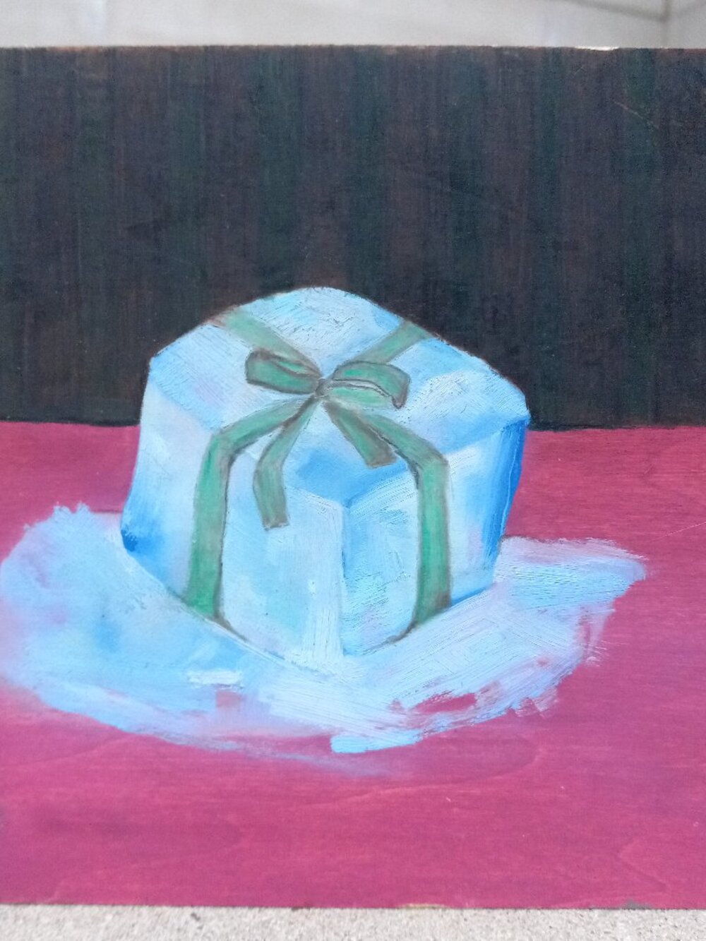 Original Pop Art Surreal Contemporary Oil Painting Gift of Melting Ice Cube